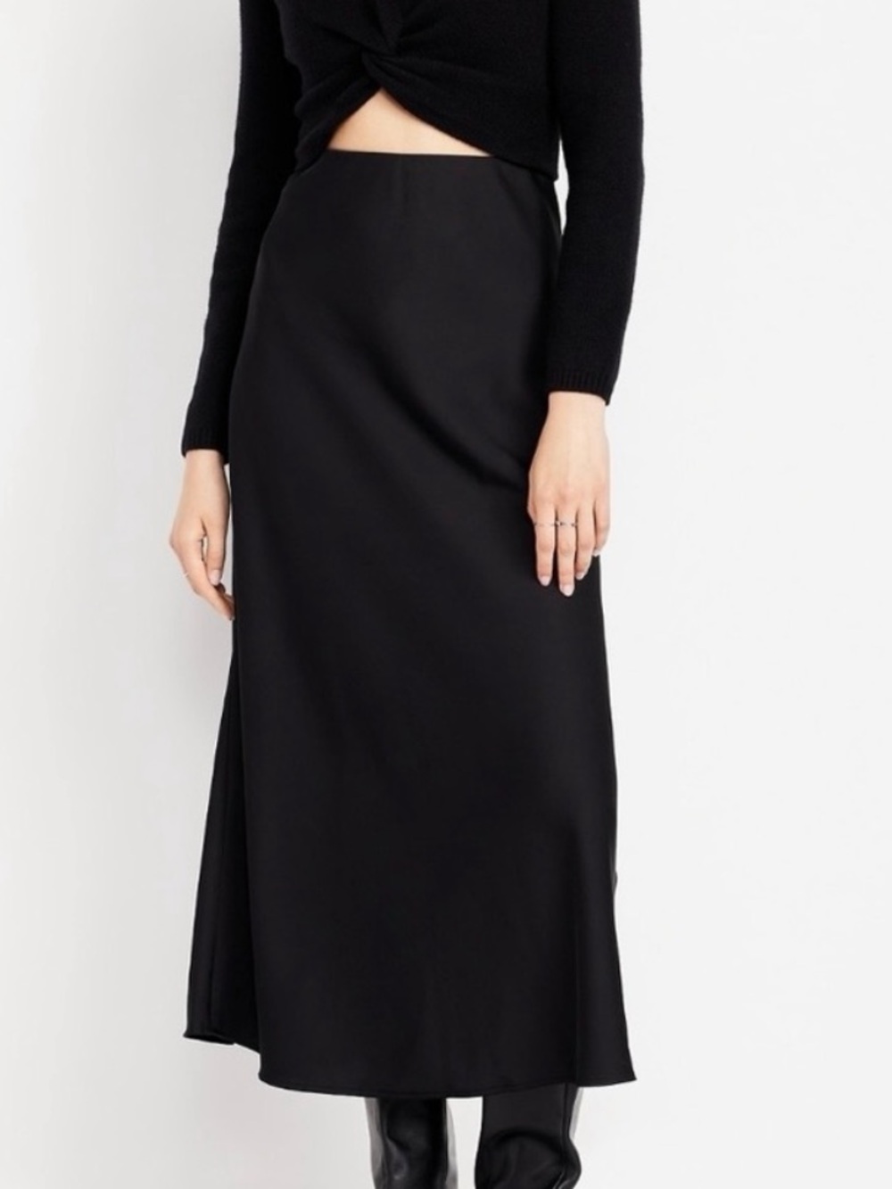 Old Navy Black Satin Maxi Skirt
